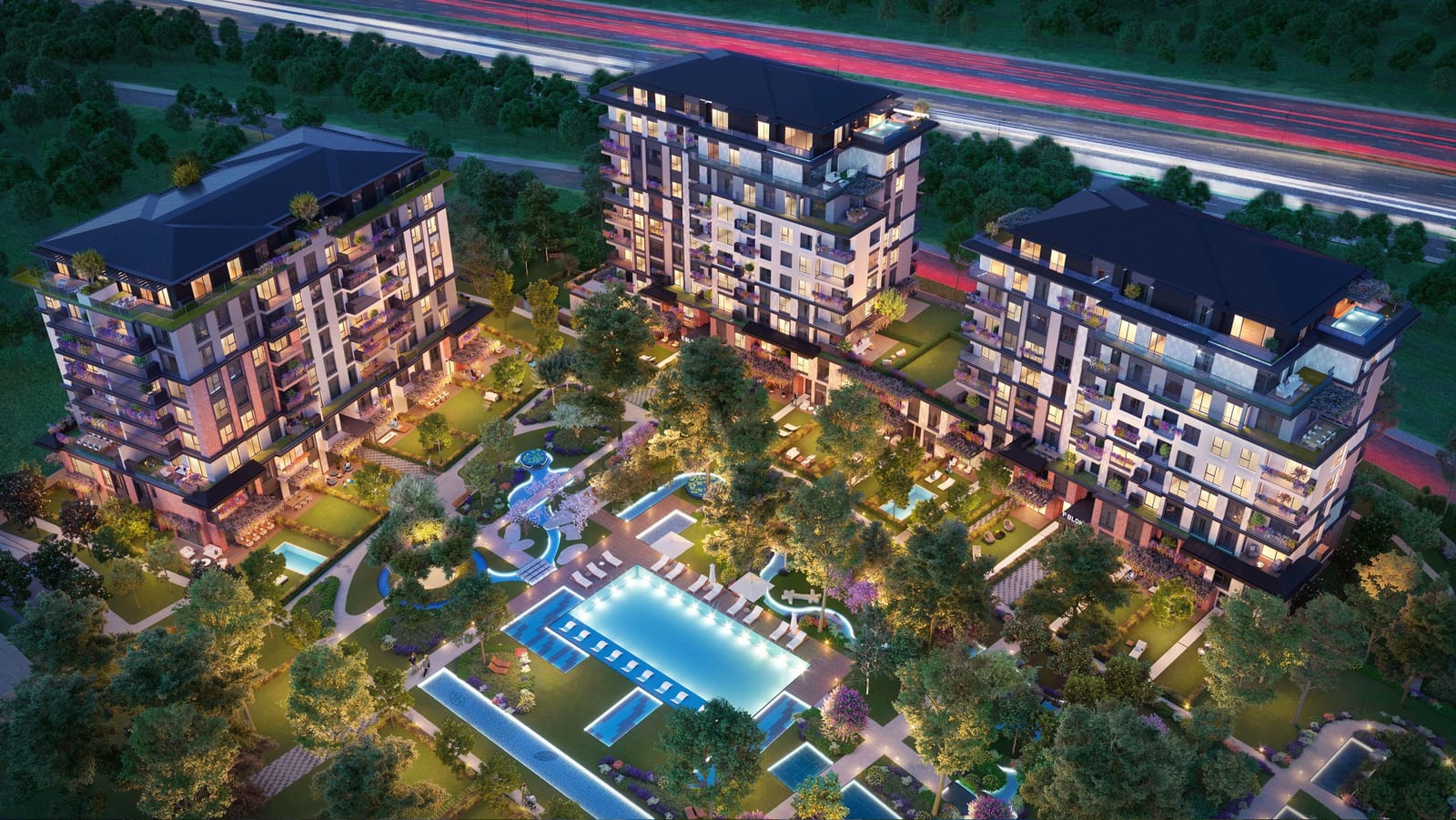 Visualisation of the residential blocks of DAP Yeni Levent, a project under construction in Yeni Levent, Istanbul
