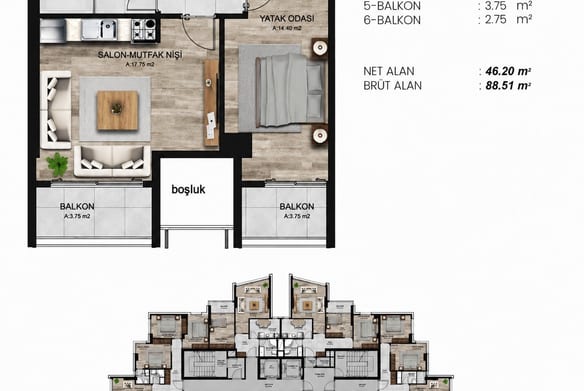Kılıç Life Maslak 1+1