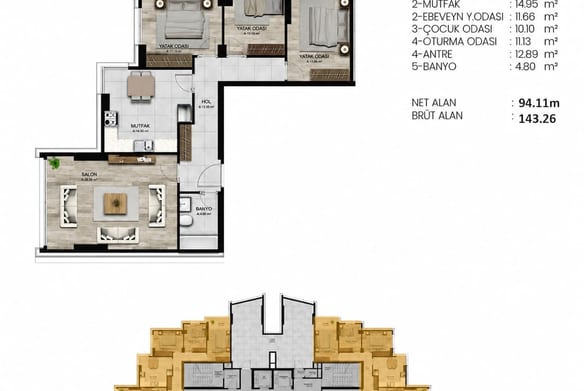 Kılıç Life Maslak 3+1